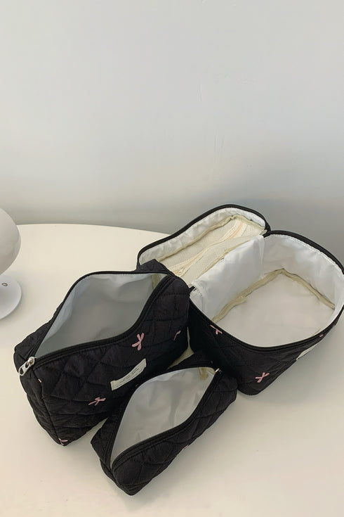 3 Piece Bow Quilted Cloth Storage Bag Set - Odaingerous